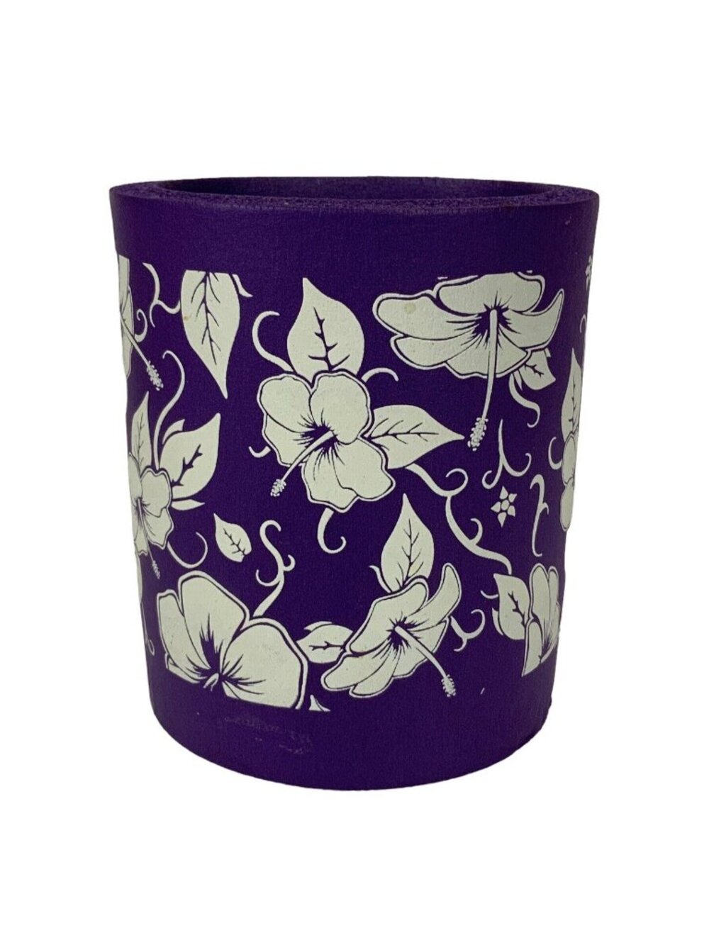 Purple Hibiscus Flower Foam Drink Holder Koozie Can Cooler Camping Picnics